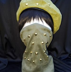 Green Suede Studded facemask